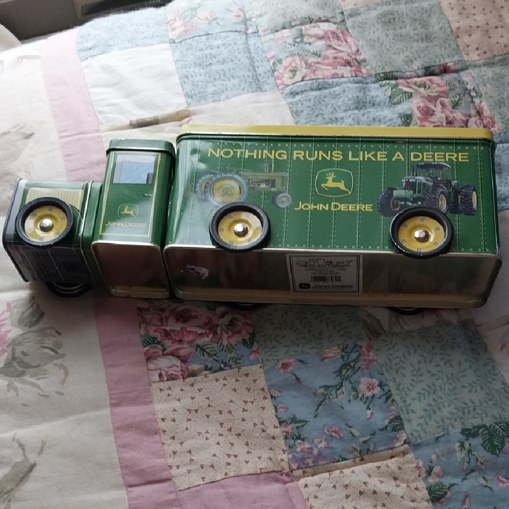 John Deere Green Truck - Tin Can Truck Collectible Tractor Trailer